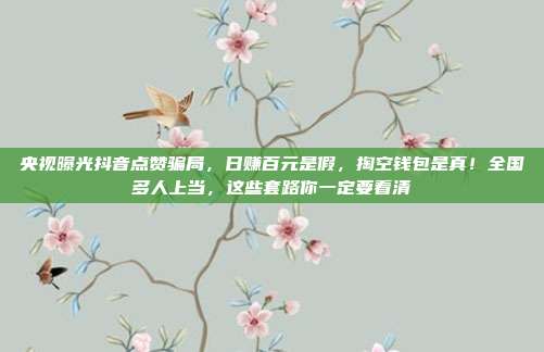 央视曝光抖音点赞骗局,日赚百元是假,掏空钱包是真!全国多人上当,这些套路你一定要看清