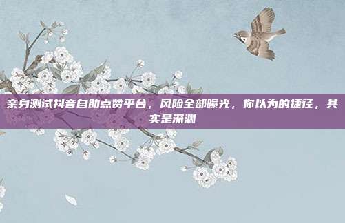 亲身测试抖音自助点赞平台,风险全部曝光,你以为的捷径,其实是深渊