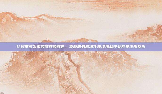 让规范成为家政服务的底色—家政服务标准化建设推动行业乱象逐步整治