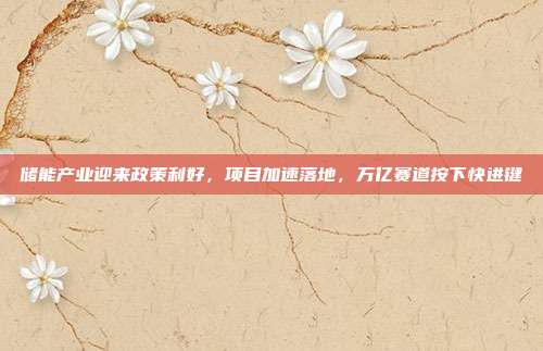 储能产业迎来政策利好,项目加速落地,万亿赛道按下快进键