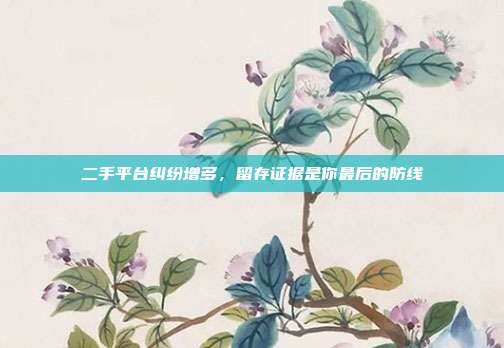 二手平台纠纷增多，留存证据是你最后的防线