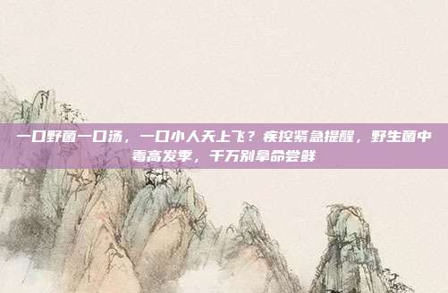 一口野菌一口汤,一口小人天上飞?疾控紧急提醒,野生菌中毒高发季,千万别拿命尝鲜
