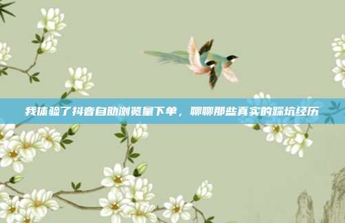 我体验了抖音自助浏览量下单,聊聊那些真实的踩坑经历