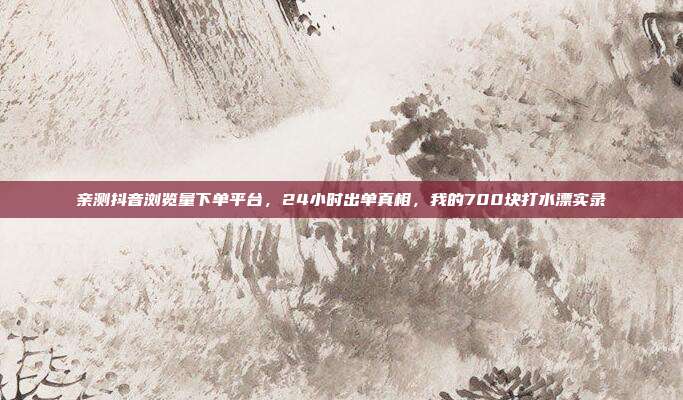 亲测抖音浏览量下单平台,24小时出单真相,我的700块打水漂实录