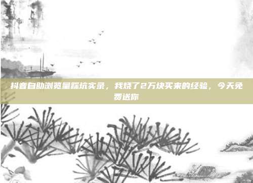 抖音自助浏览量踩坑实录，我烧了2万块买来的经验，今天免费送你