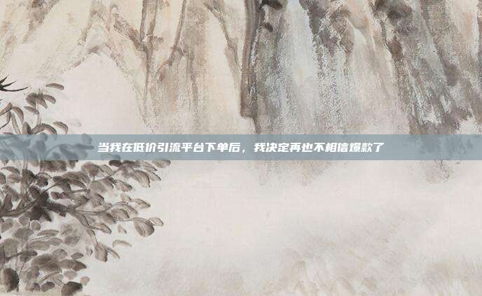 当我在低价引流平台下单后,我决定再也不相信爆款了