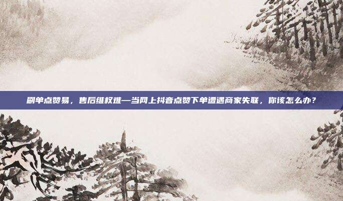 刷单点赞易,售后维权难—当网上抖音点赞下单遭遇商家失联,你该怎么办?