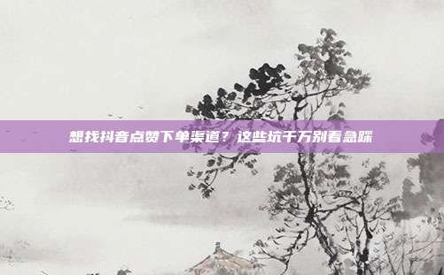 想找抖音点赞下单渠道？这些坑千万别着急踩
