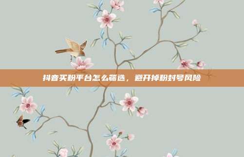 抖音买粉平台怎么筛选,避开掉粉封号风险