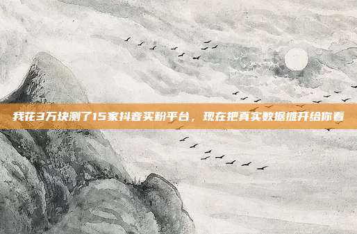 我花3万块测了15家抖音买粉平台,现在把真实数据摊开给你看