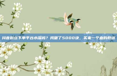 抖音粉丝下单平台水深吗?我砸了5000块,买来一个血的教训