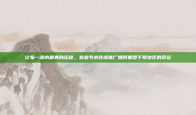让每一滴水都奔向庄稼,农业节水技术推广如何重塑干旱地区的命运