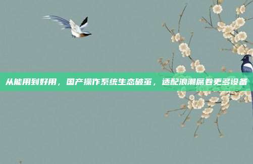 从能用到好用,国产操作系统生态破茧,适配浪潮席卷更多设备