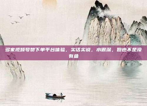 多家视频号赞下单平台体验，实话实说，水很深，但也不是没有鱼