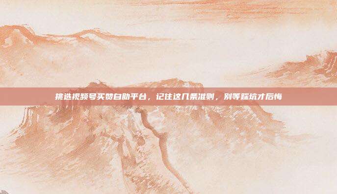 挑选视频号买赞自助平台，记住这几条准则，别等踩坑才后悔