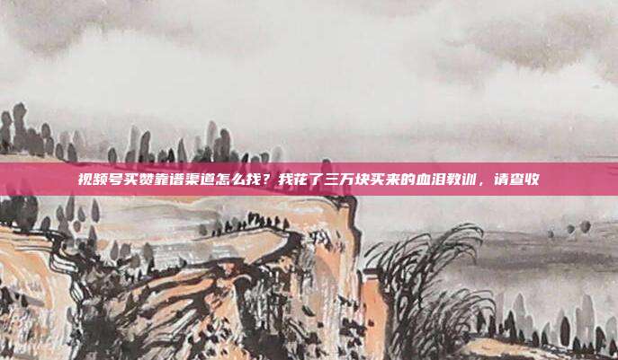 视频号买赞靠谱渠道怎么找?我花了三万块买来的血泪教训,请查收