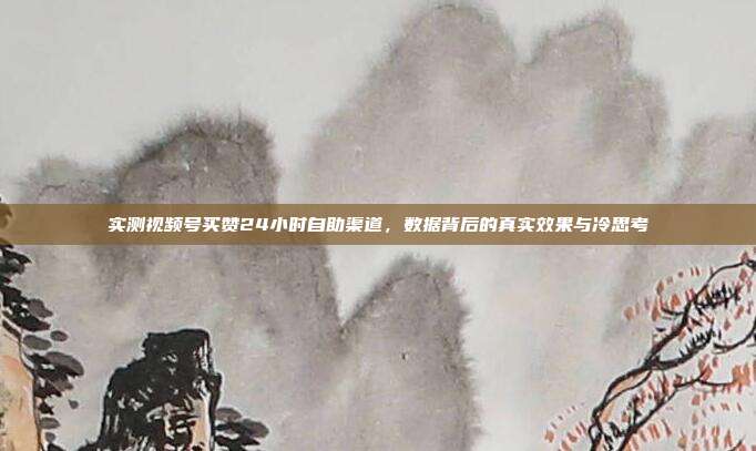实测视频号买赞24小时自助渠道,数据背后的真实效果与冷思考